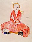 Egon Schiele Famous Paintings - Seated Girl Facing Front